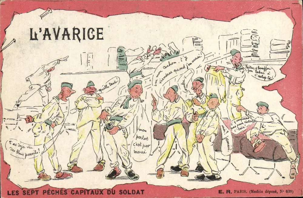 Gier — Die sieben Todsünden des Soldaten — E.R. Paris, Markenrecht angemeldet, Nr. 638 - Vorderseite