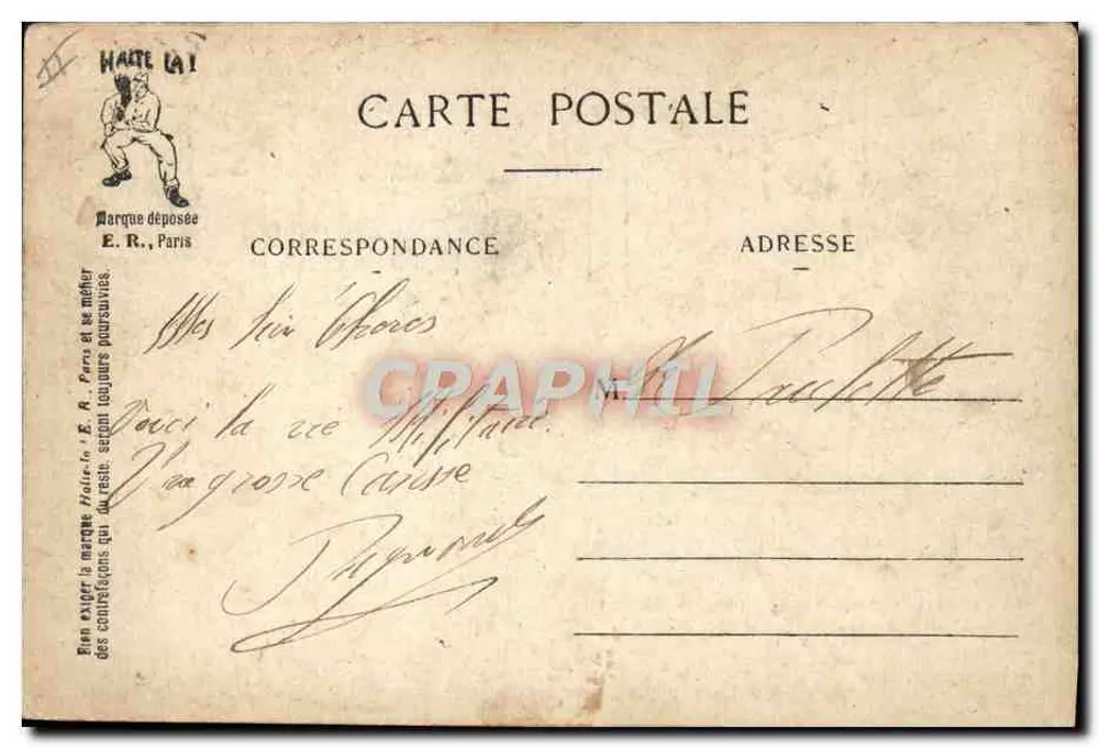 Cuidados com os Canassons — A Vida Militar — E. R. Paris, Modelo depositado n° 14877 - Verso