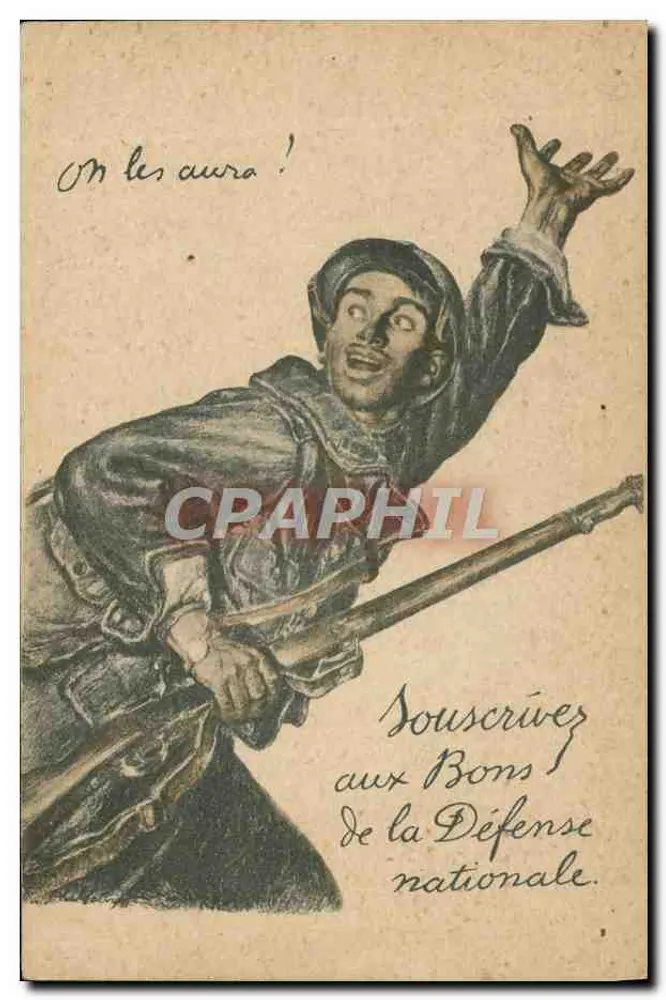 Soldat in Aktion — Patriotischer Slogan — Devambaz, Imp. Paris, Visé N° 90 - Vorderseite