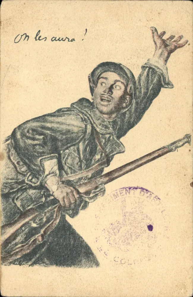 Soldat in Aktion — On les aura! — Verlag nicht sichtbar - Vorderseite