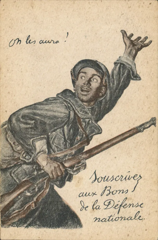 Soldat in Aktion — Patriotischer Slogan — Devambrez, Imp. Paris, Visé N° 90 - Vorderseite