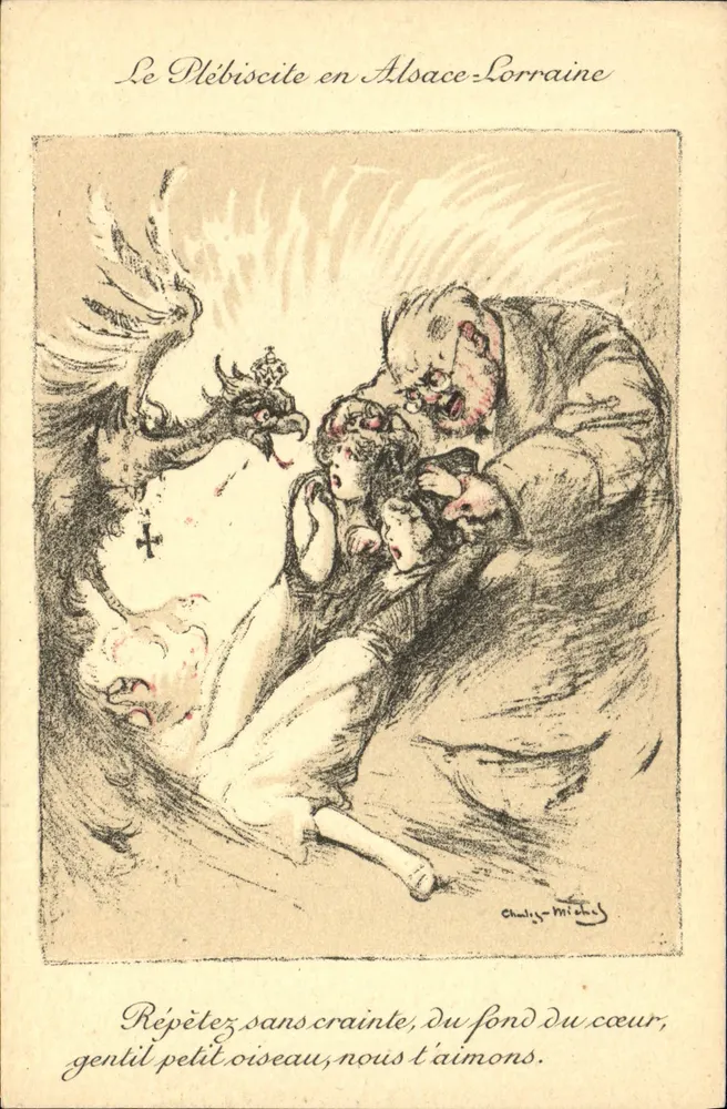 Das Plebiscit in Elsass-Lothringen — politische Karikatur — Chalix-Michels - Vorderseite