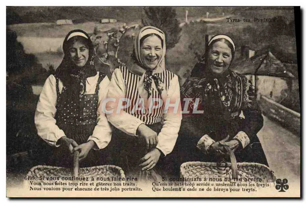 Três mulheres pireneias — Tipos das Pireneus — série 6499 - Frente