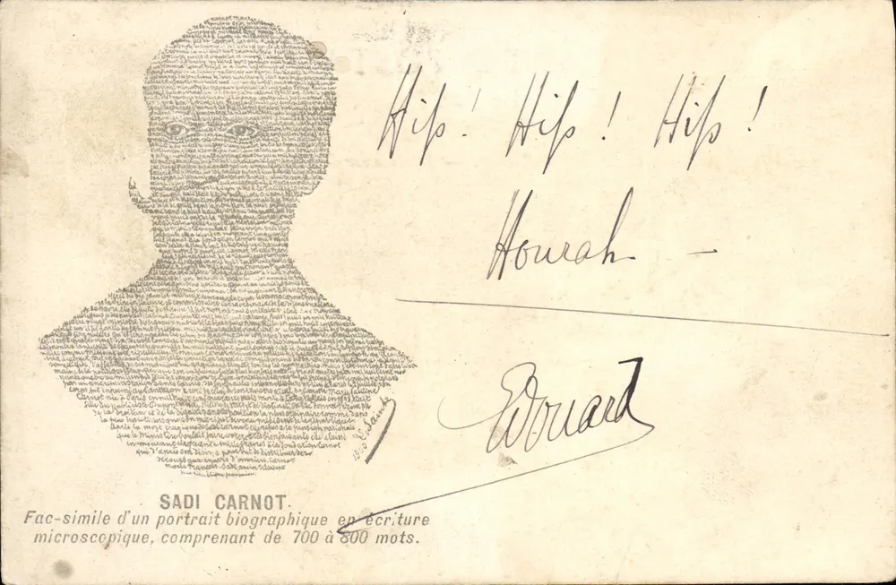 Retrato de Sadi Carnot — fac-símile microscópico — editor não visível - Frente
