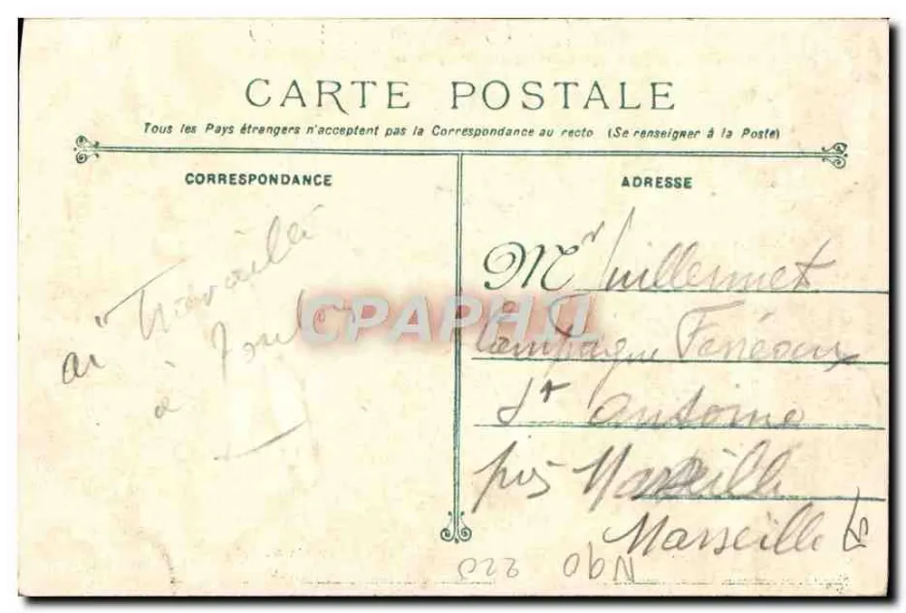 A Enseigne ULLMO sofrendo sua degradação — Fototypie Marius Bar — Toulouse - Verso