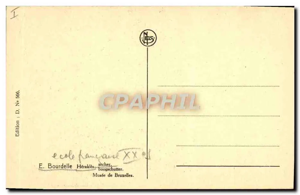 Héraklès arqueiro — escultura de Bourdelle — Edição NELUS, n° 566 - Verso