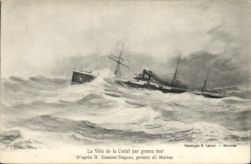 Die Stadt La Ciotat am offenen Meer — Nach R. Dumont Duparc, Marinemaler — Phototypie E. Lacour, Marseille - Vorderseite