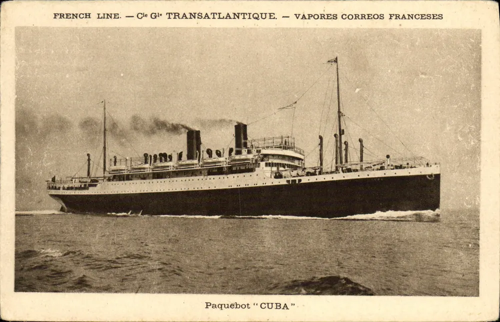 Dampfschiff "CUBA" — French Line — Cie Générale Transatlantique — Vapores Correos Franceses - Vorderseite