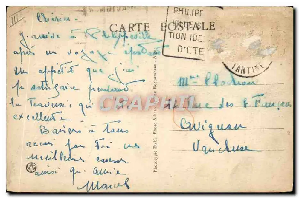 Philippeville — Der « Charles Roux », Post von Marseille — Photo Rochumbeau, unbekannter Verleger - Rückseite