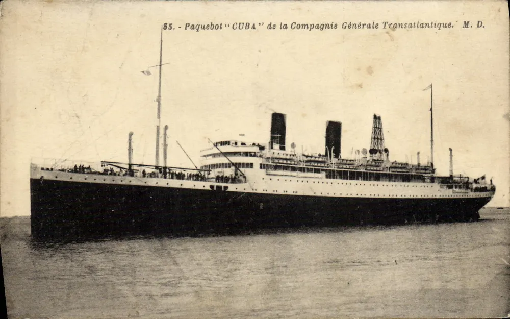 Dampfschiff "CUBA" — Compagnie Générale Transatlantique — M. D. n°55 - Vorderseite