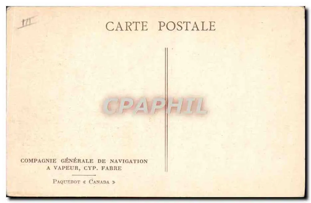 Navio de passageiros « Canada » — Compagnie Générale de Navigation, Cyp. Fabre — editor R. Aud, n° R561 - Verso