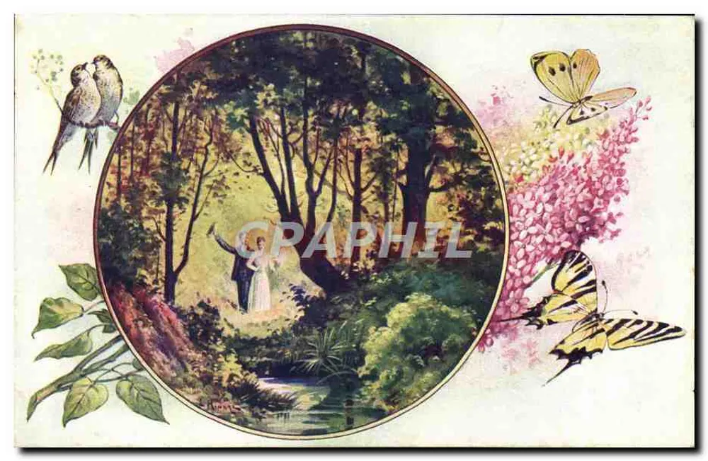 Landschaft — Paar im Wald — A. Noyer, Paris, Serie N° 52 - Vorderseite