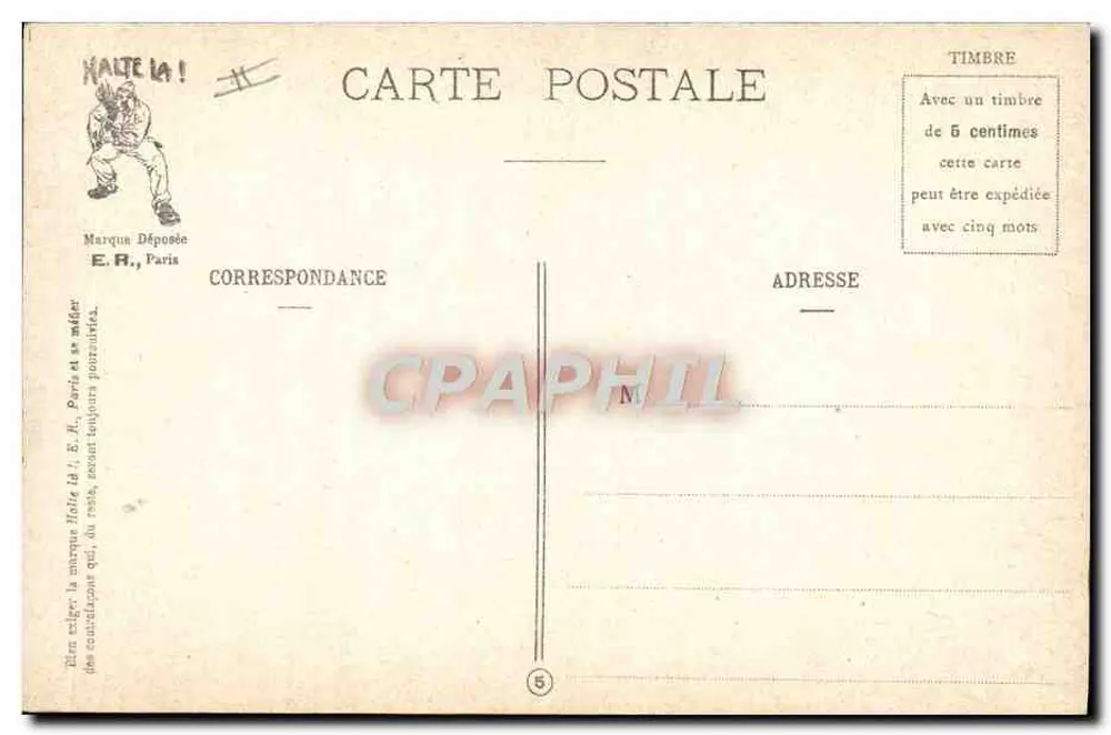 Cenas Militares — Na Chuveirada — E.R., Paris, Modelo depositado n° 14877 - Verso