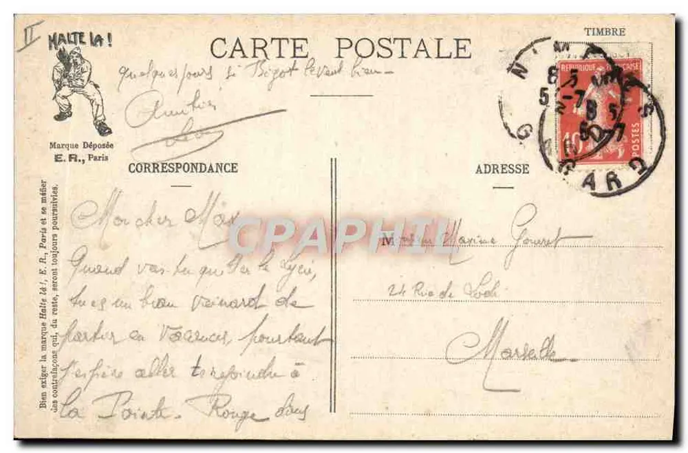 Soldados carregando um canhão — A Vida Militar — E.R. Paris, n° 14.877 - Verso