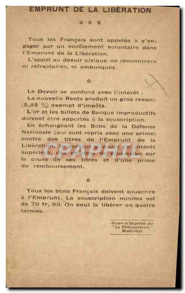 General Gérard — Kommandant einer Armee — Schlacht an der Marne, 1918 — Verlag: La Philinogravure, Montrouge - Rückseite