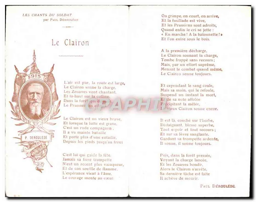 Le Clairon — Les Chants du Soldat — von Paul Déroulède - Rückseite