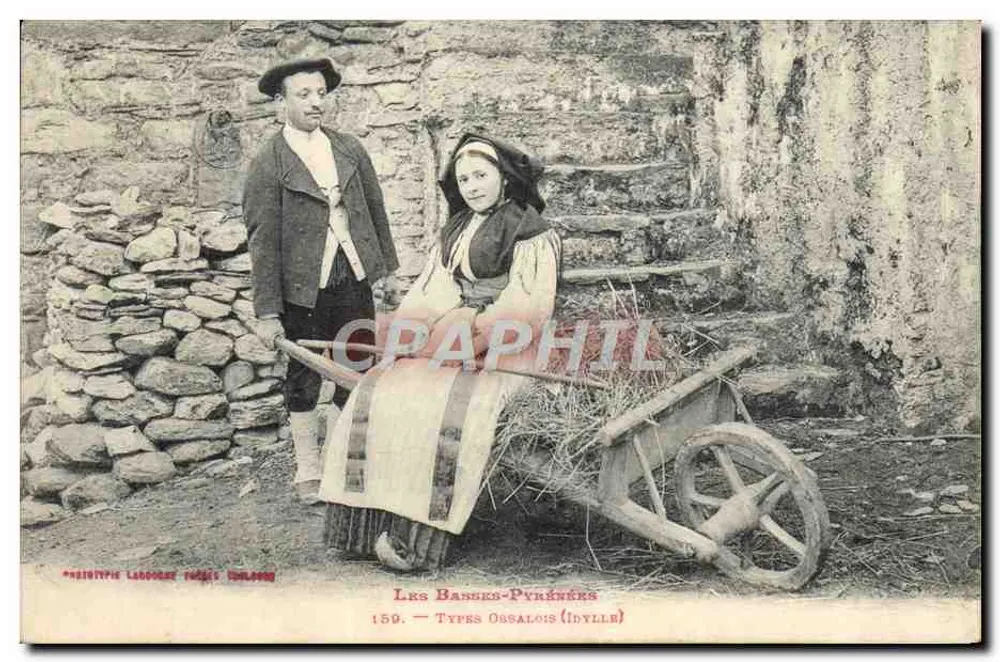 Las Basses-Pyrénées — Tipos Ossalais (Idilios) — Editor LAGOCHE, n°150 - Anverso