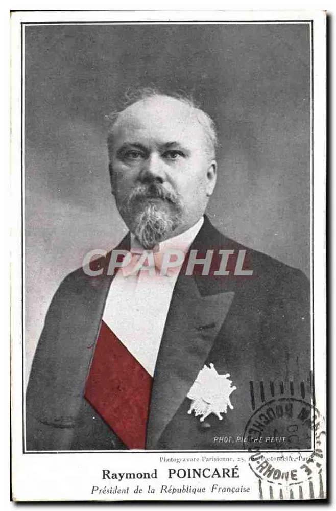 Raymond Poincaré — Präsident der Französischen Republik — Photogravure Parisienne, 25, rue de l'Horloge, Paris - Vorderseite