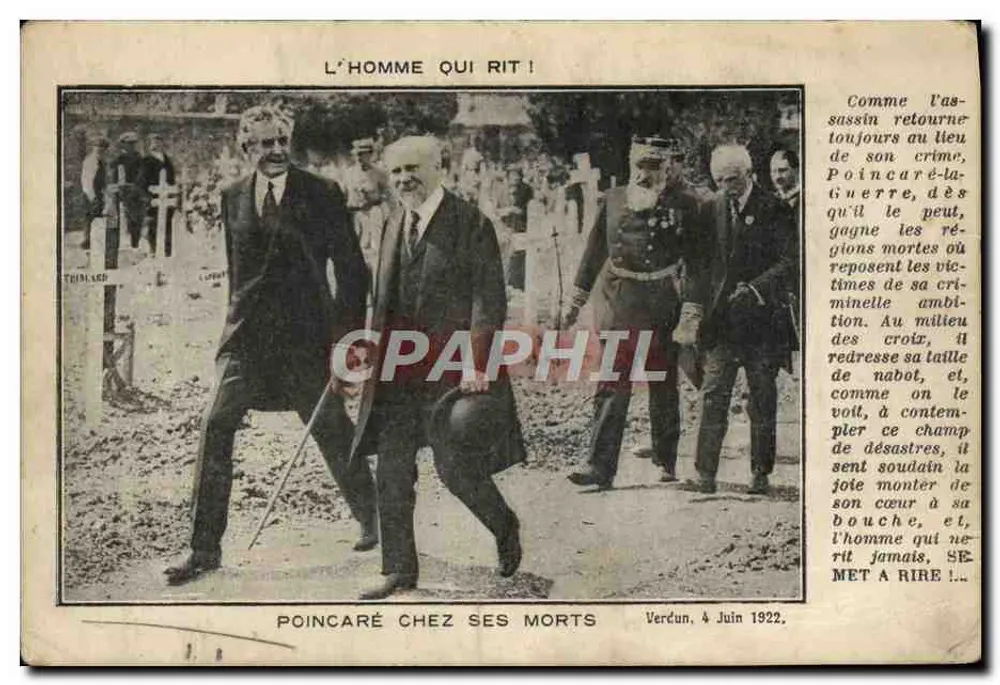 Poincaré entre seus mortos — Verdun, 4 de junho de 1922 — texto satírico - Frente