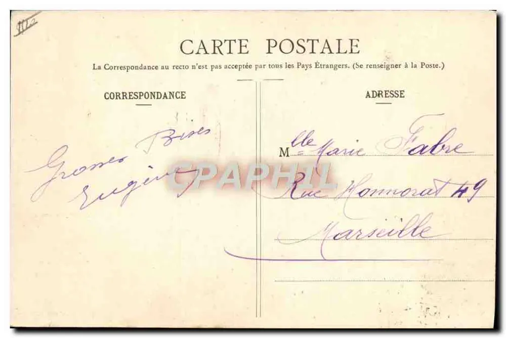 NICE, 5. April 1909 — Präsidentiell — Herr Fallières — Tuja, Fotoverlag, Nérac - Rückseite