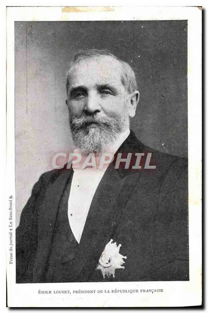 Émile Loubet, Präsident der Französischen Republik — Pressefoto — Erstausgabe der Zeitung « Le Sans-Souci » - Vorderseite