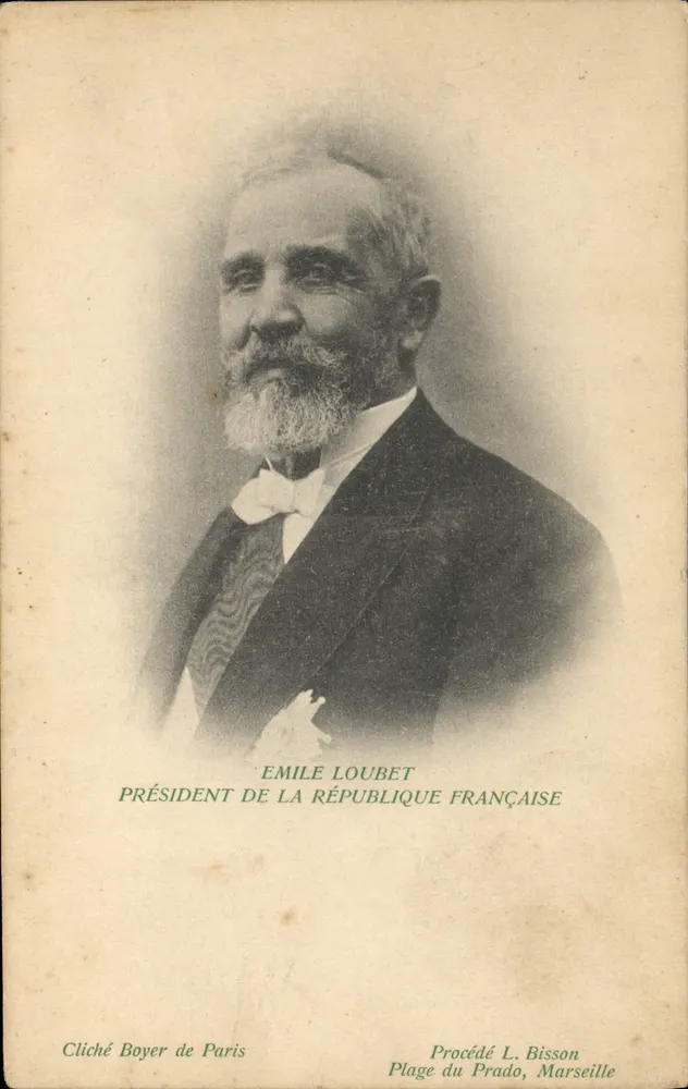Émile Loubet — Präsident der Französischen Republik — Cliché Boyer de Paris, Verfahren L. Bisson, Strand von Prado, Marseille - Vorderseite