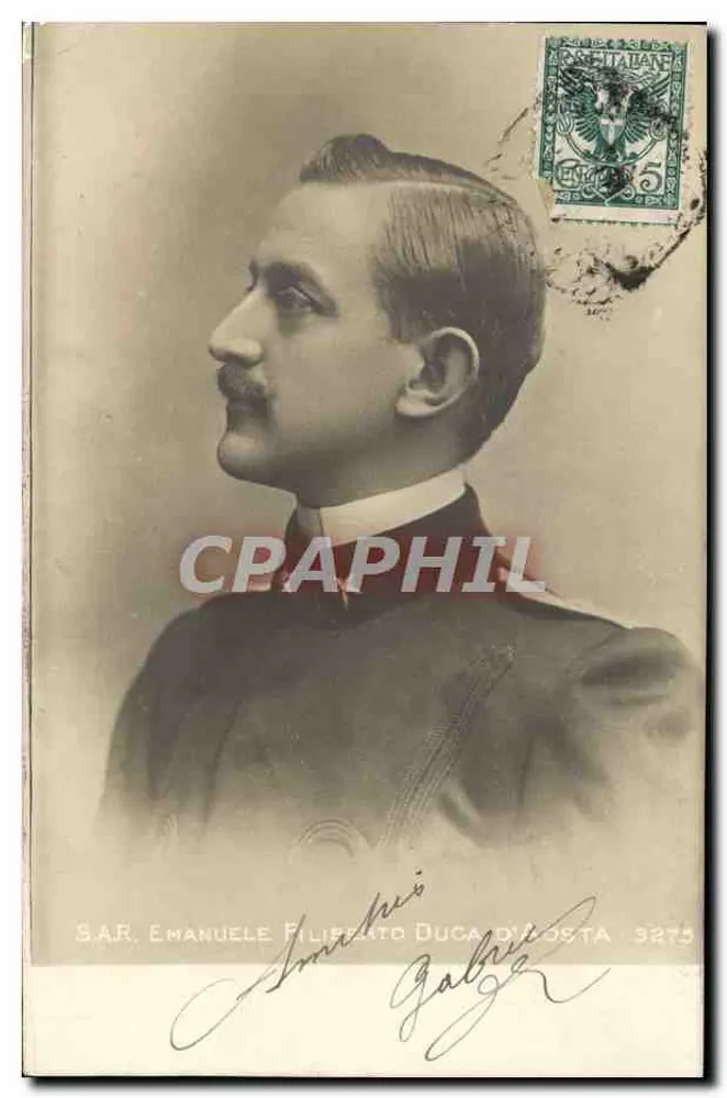 S.A.R. Emanuele Filiberto Duque de Aosta — retrato de busto — editor desconhecido, n° 3275 - Frente