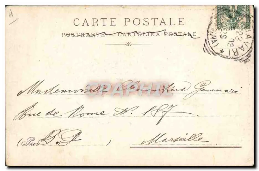 Vittorio Emanuele III e Regina Elena — retrato real adornado com um águia — editor G. Lorenzo, n° 754 - Verso