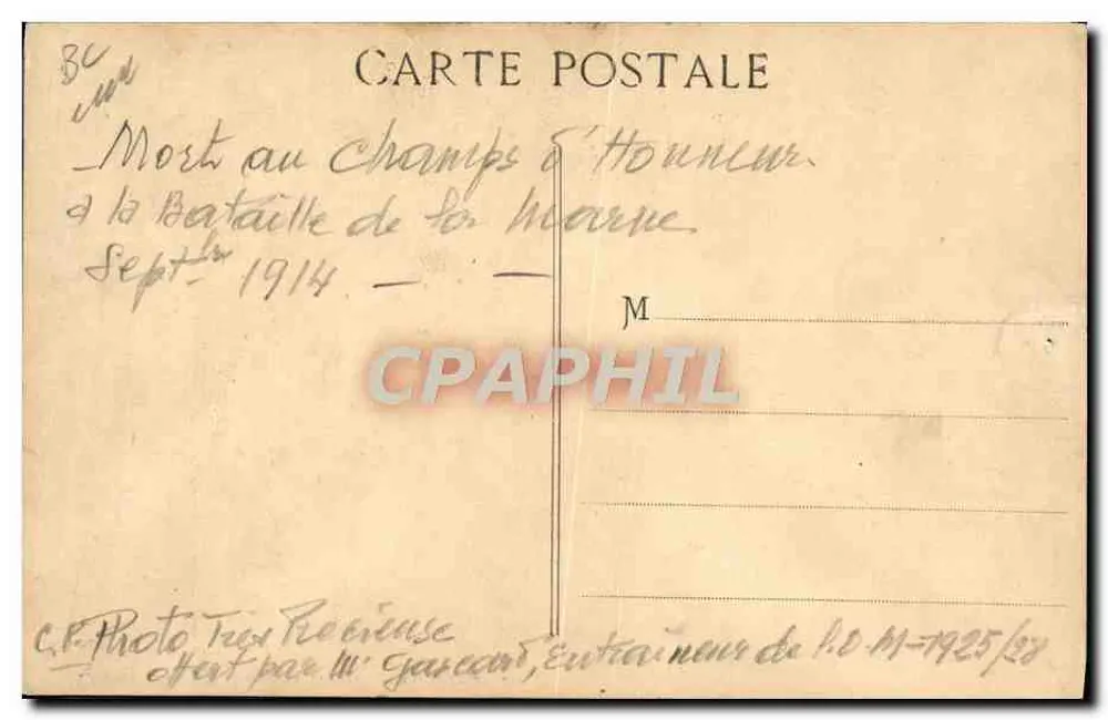 Jean Bouin — athlète recordman du monde — Photo Llorca, Marseille - Verso