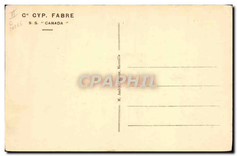 S.S. "Canada" — vapor da C° Cyp. Fabre — editor C° Cyp. Fabre - Verso