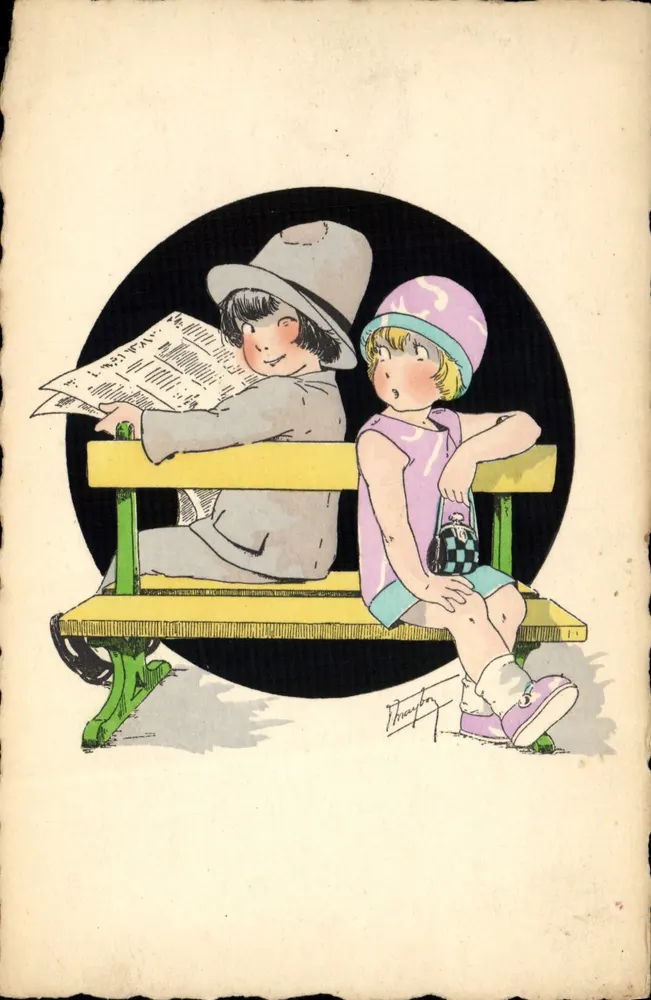 Zwei Kinder auf einer Bank — Illustration — Éd. Artisans Parisiens, n° 4416 - Vorderseite