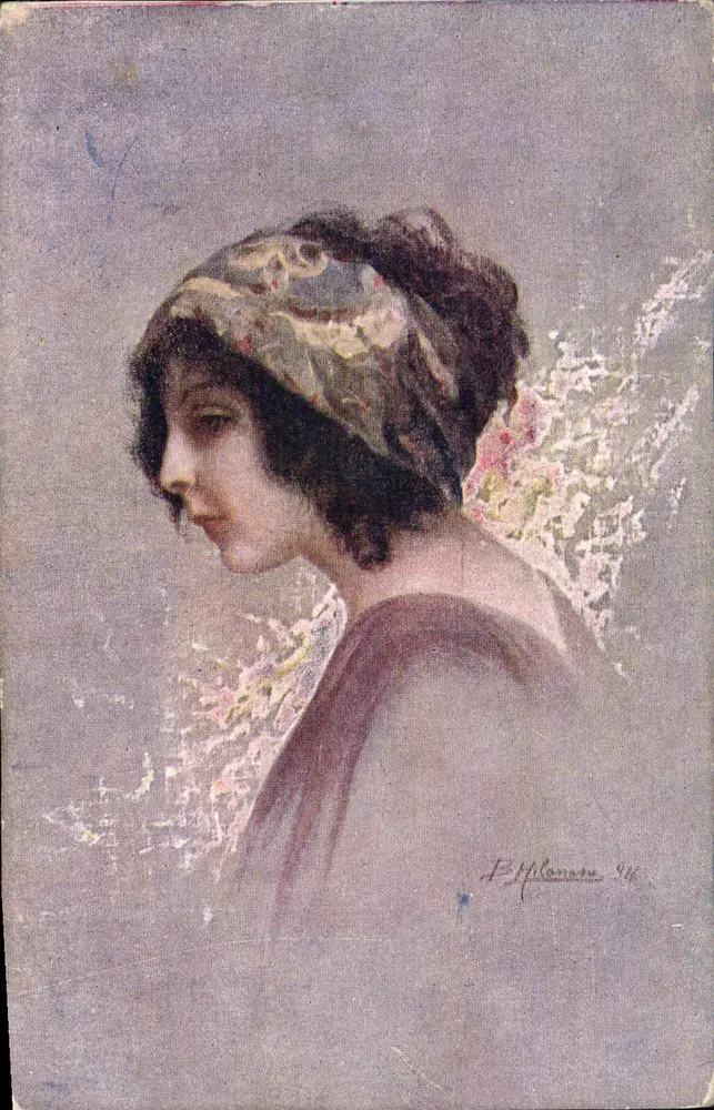 Porträt einer Frau — Werk von F. Hilcaraso — n° 546 - Vorderseite