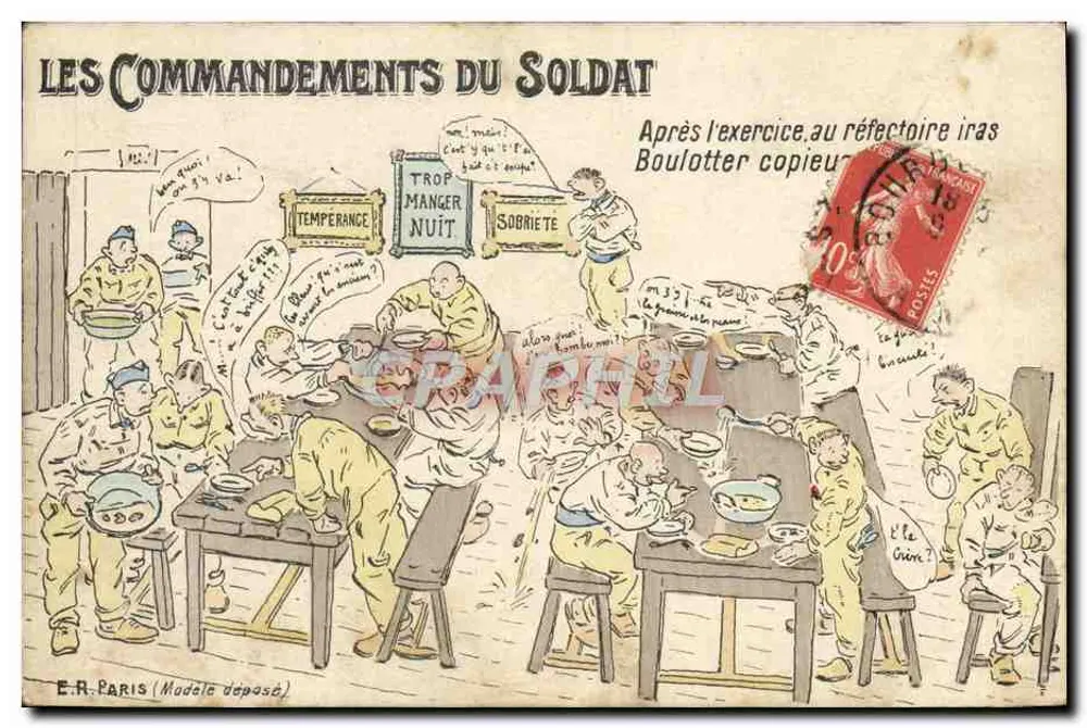 Os Mandamentos do Soldado — após o exercício, no refeitório — E.R. Paris (Modelo depositado) - Frente