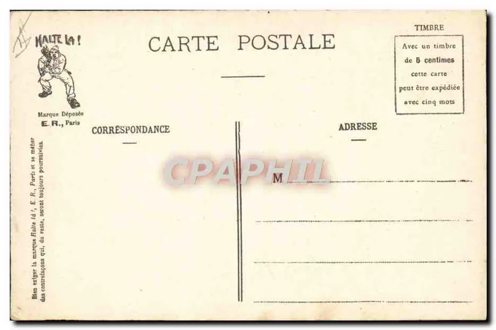 Os Mandamentos do Soldado — caricatura militar — E.R. Paris (Modelo depositado) - Verso