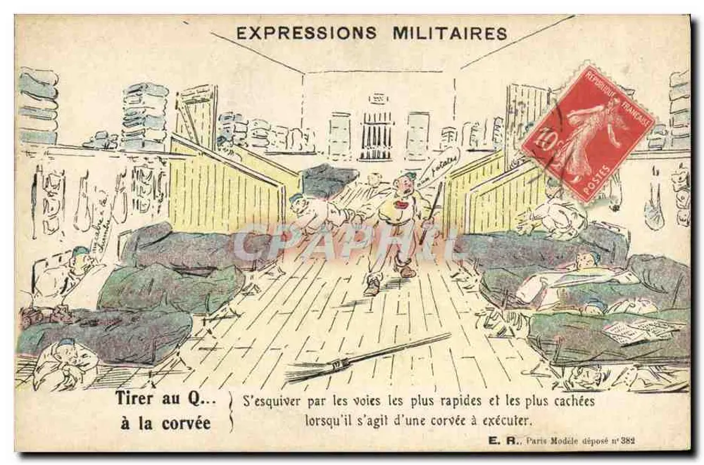 Tirer au Q... — Militärische Ausdrücke — E.R., Paris, Modellnummer 382 - Vorderseite