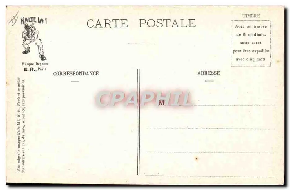 No Conselho de Revisão — caricatura militar — E.R., Paris, Modelo depositado N 901 - Verso