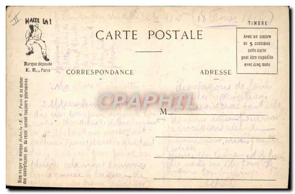 Cenas Militares — Um sonho molhado. — E. R. Paris — Modelo depositado n° 15351 - Verso