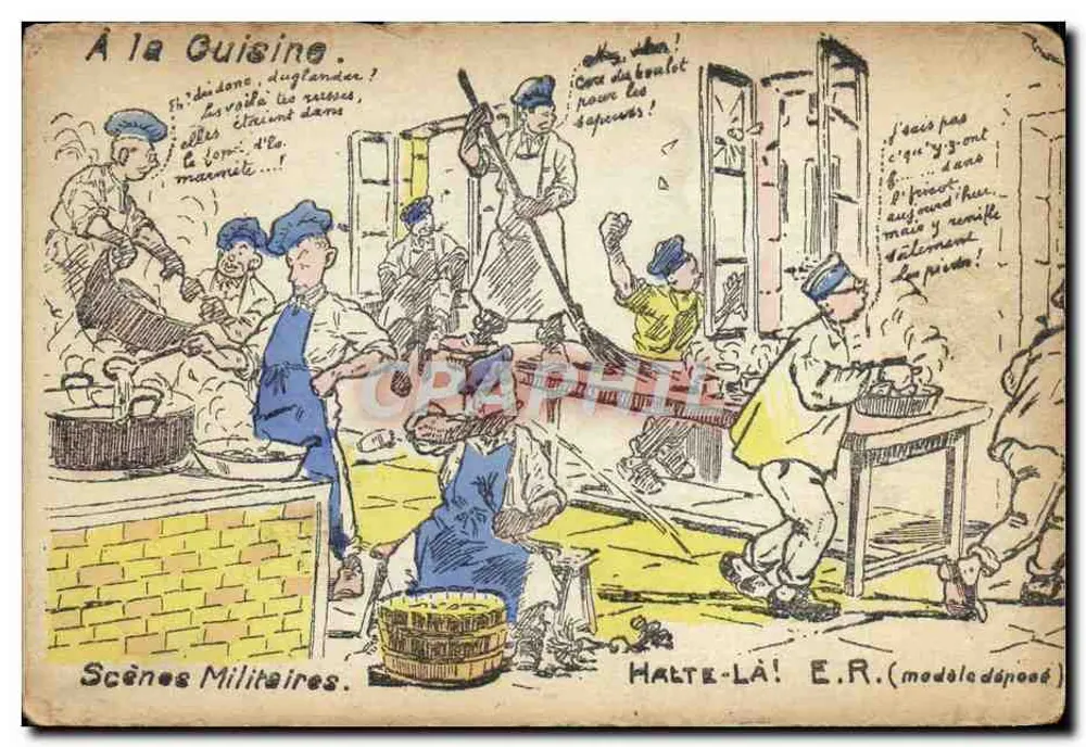À la Cuisine — Scènes Militaires — HALTE-LÀ! E.R. (modèle déposé) - Frente