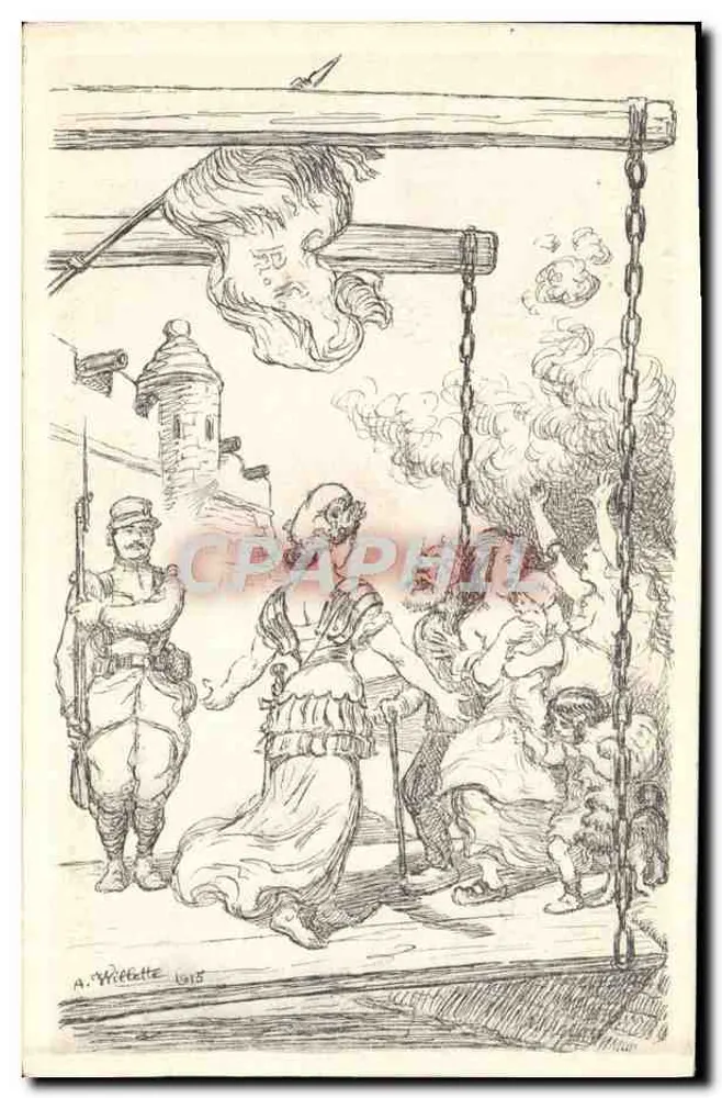 Kriegsszene — Hinrichtung einer Frau — A. Wiéflette 1915 - Vorderseite