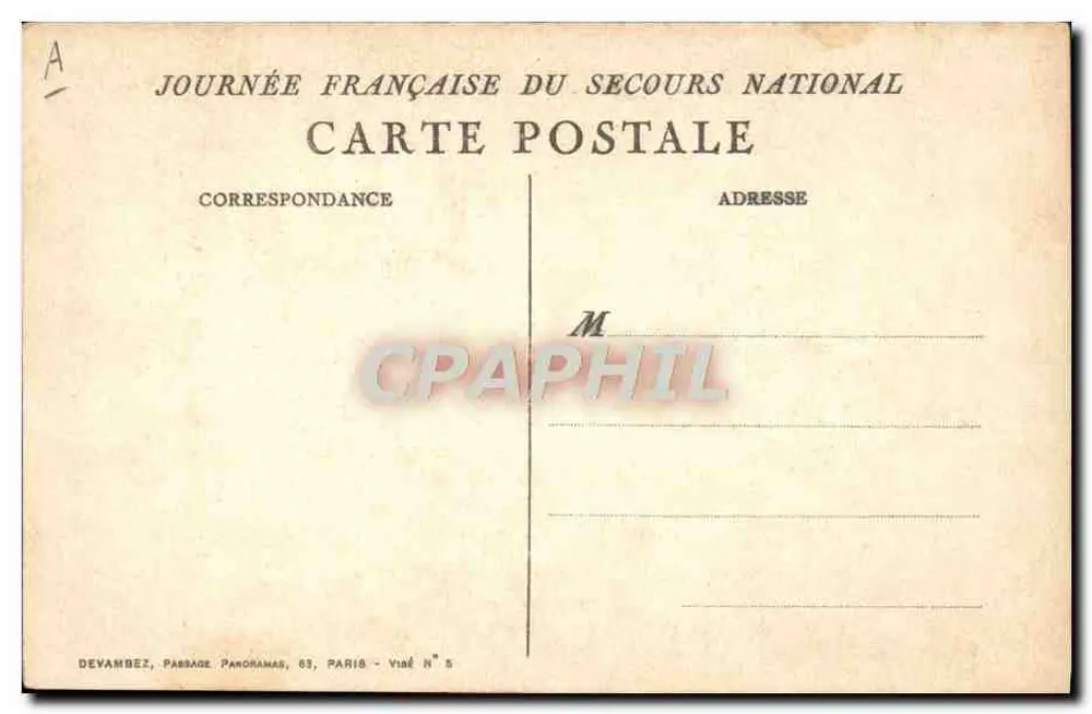 Sessão de socorro — Dia Francês do Socorro Nacional — Devambez, Paris - Verso