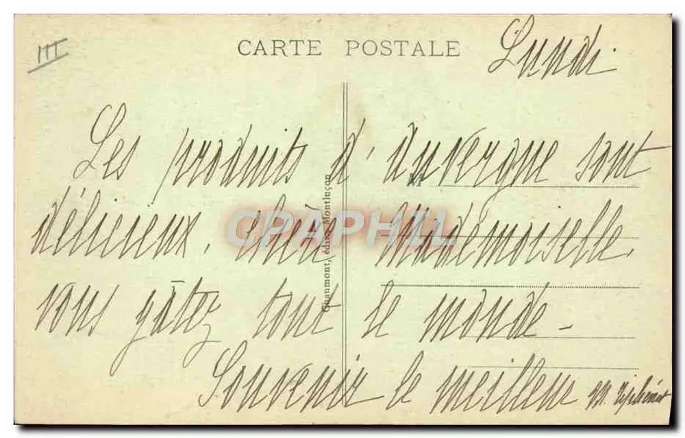 Jovem Bourbonnaise das Proximidades de MONTLUÇON — n° 203 — editor não visível - Verso