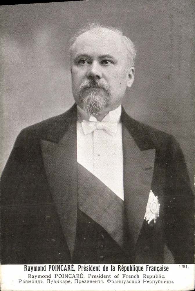 Raymond Poincaré, Präsident der Französischen Republik — Portrait in Abendkleidung mit Orden — patriotische Ausgabe 1914 - Vorderseite