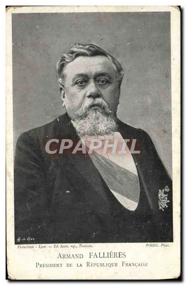 Armand Fallières — Präsident der Französischen Republik — Photocrom Lyon, Ed. Souite, rep. Toulouse - Vorderseite