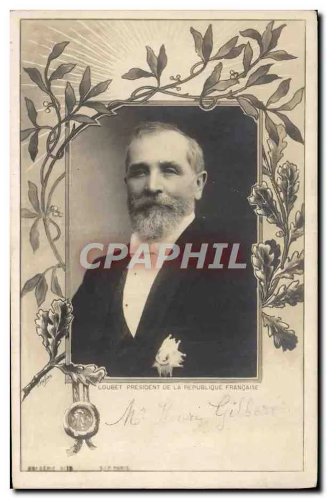 Loubet Präsident der Französischen Republik — gerahmtes Portrait von Lorbeer — Verleger A. SÉNÉ N° 119 - Vorderseite