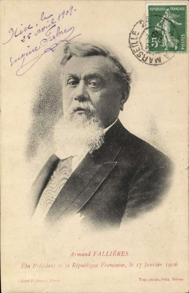 Armand Fallières — Gewählt zum Präsidenten der Französischen Republik, 17. Januar 1906 — Foto von P. Boyer, Paris - Vorderseite