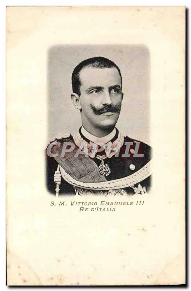 S.M. Vittorio Emanuele III König von Italien — offizielles Portrait — italienische Karteikarte - Vorderseite