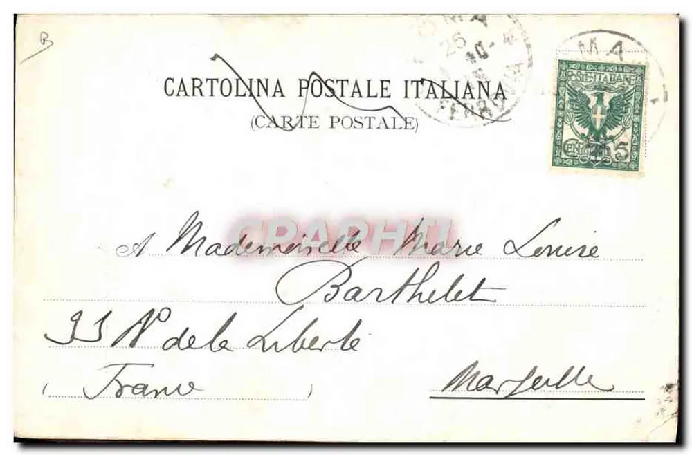 Evento diplomático em Roma — retratos de Emanuele III e de Louvet — editor SPQR, n° 6, Via Laurina - Verso