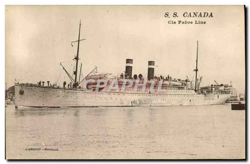 S.S. CANADA — Cie Fabre Line — H. GHIRGAUD - MARSEILLE - Awers