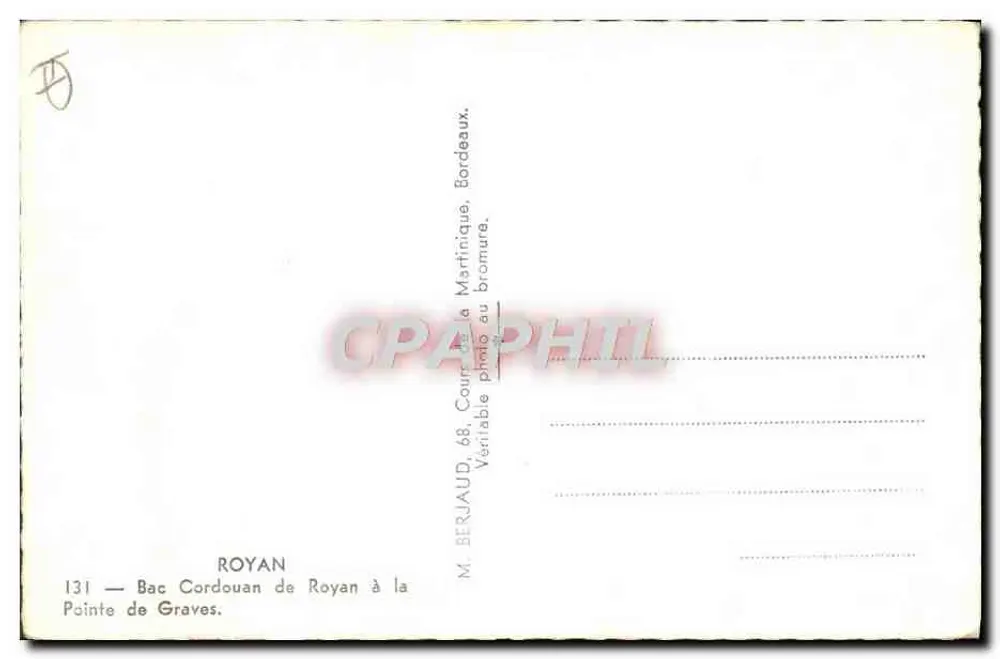 Bac Cordouan von Royan zur Pointe de Graves — M. Berjaud, Bordeaux - Rückseite