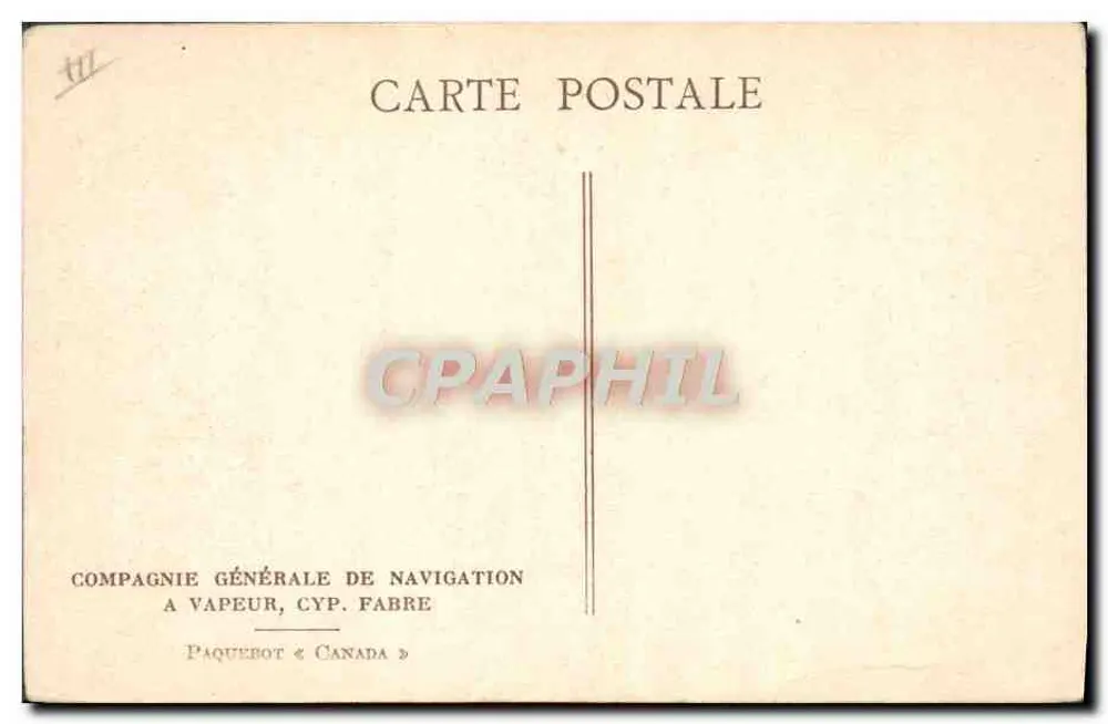 Navio de passageiros Canada — Compagnie Générale de Navigation, Cyp. Fabre - Verso